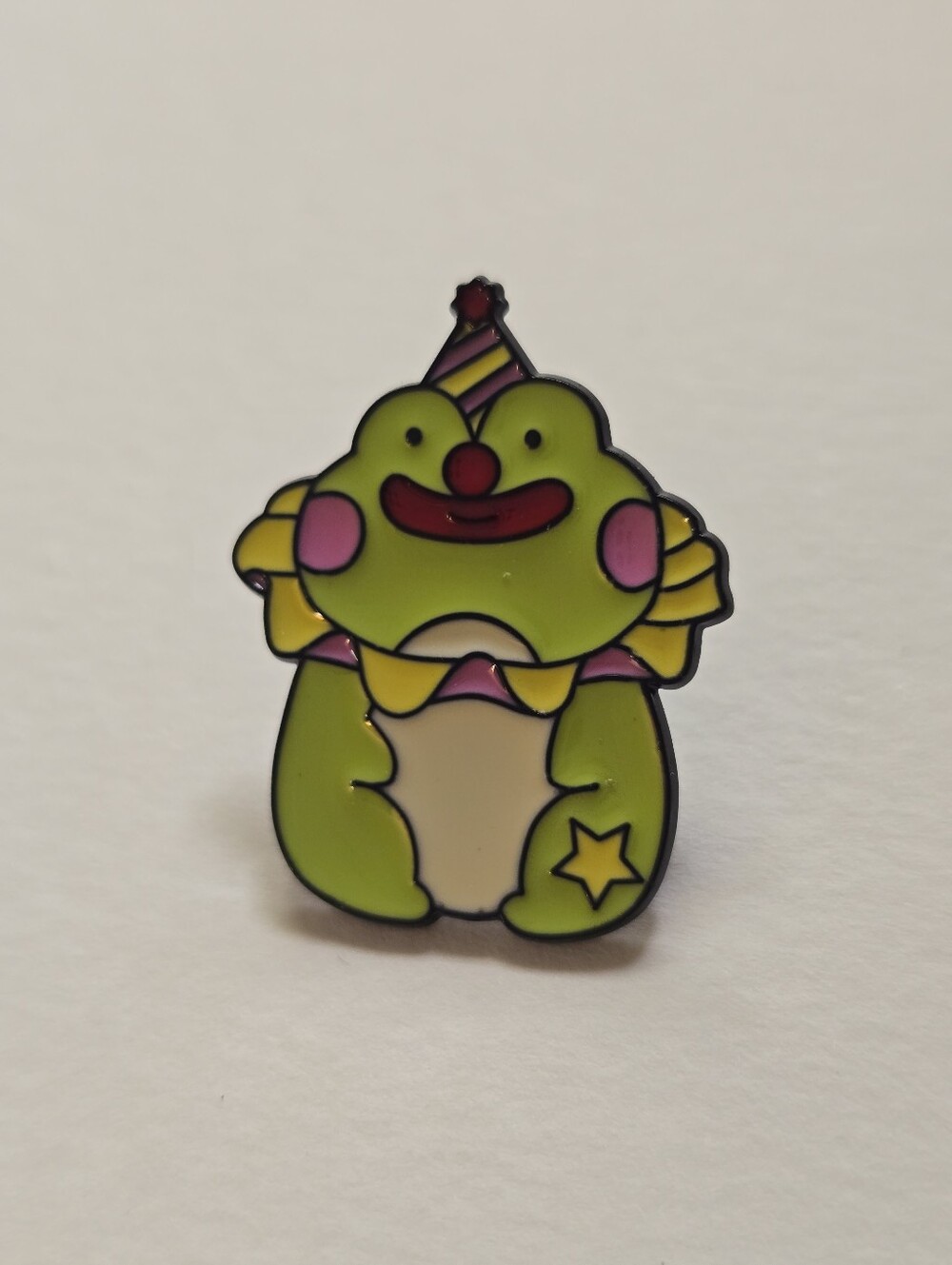 Green Frog Clown Enamel Brooch